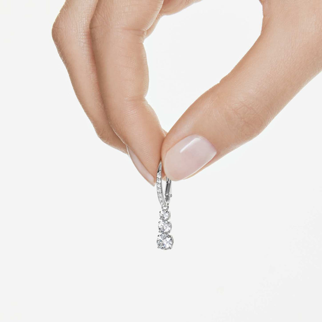 Swarovski Orecchini a cerchio Stilla Attract, Taglio Round, Bianchi, Placcato rodio