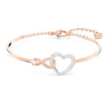 Swarovski Bracciale rigido Hyperbola, Infinito e cuore, Bianco, Mix di finiture