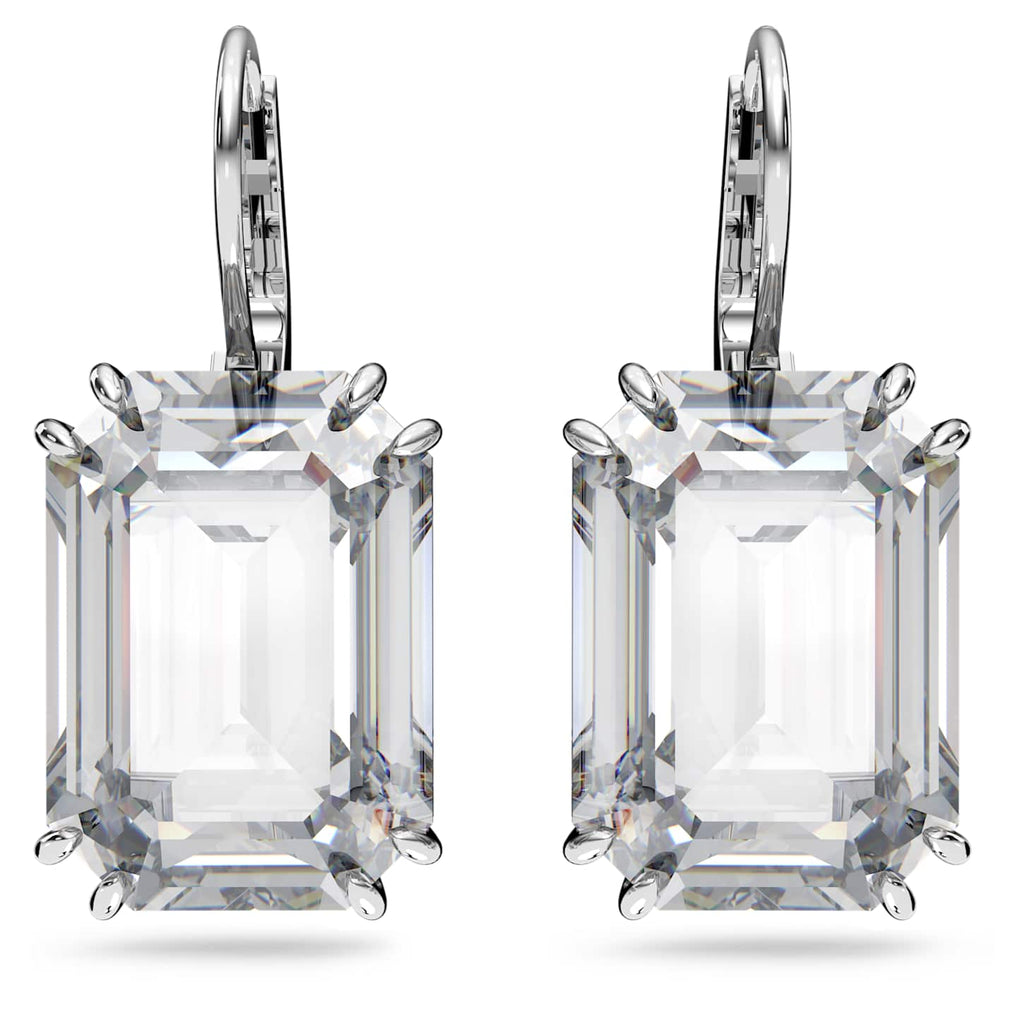 Swarovski Orecchini pendenti Millenia, Taglio ottagonale, Bianchi, Placcato rodio