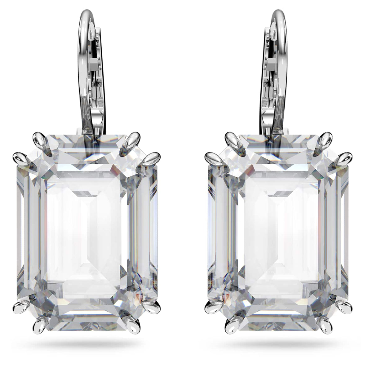 Swarovski Orecchini pendenti Millenia, Taglio ottagonale, Bianchi, Placcato rodio