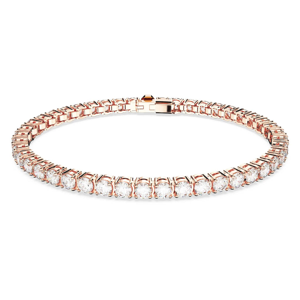 Swarovski Bracciale Tennis Matrix, Taglio Round, Bianco, Finitura oro rosa 18K