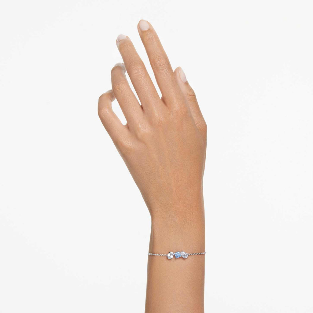 Swarovski Braccialetto Mesmera, Taglio misto, Blu, Placcato rodio