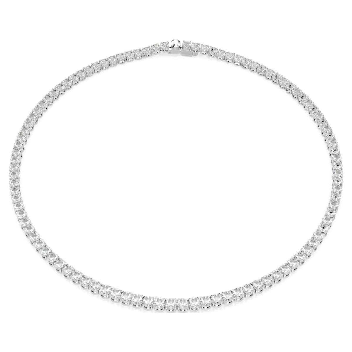 Swarovski Collana Matrix Tennis, Taglio Round, Bianca, Placcato rodio