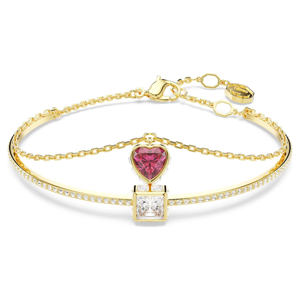 Swarovski Bracciale rigido Chroma, Cuore, Rosso, Finitura oro 18K