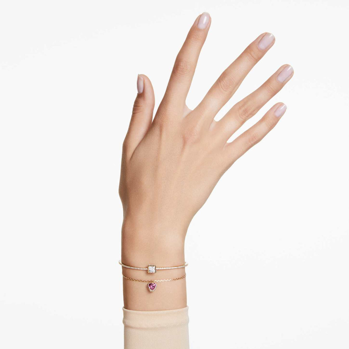 Swarovski Bracciale rigido Chroma, Cuore, Rosso, Finitura oro 18K