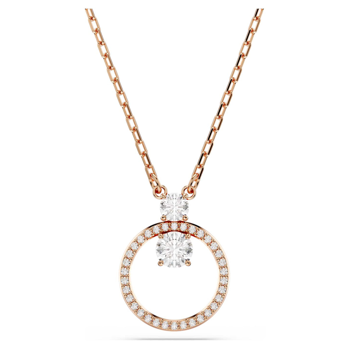 Swarovski Pendente Constella, Pavé, Taglio Round, Bianco, Finitura oro rosa 18K