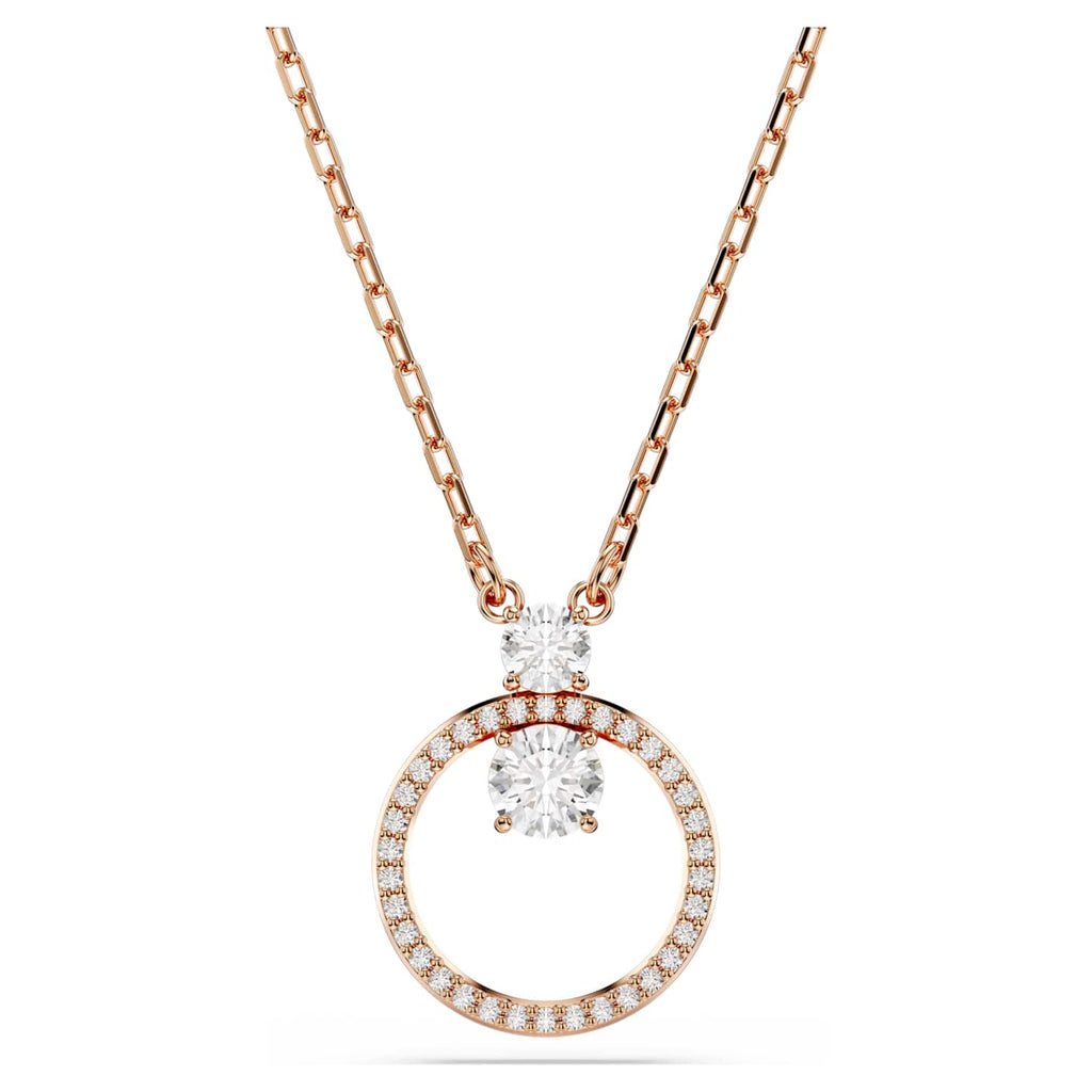 Swarovski Pendente Constella, Pavé, Taglio Round, Bianco, Finitura oro rosa 18K