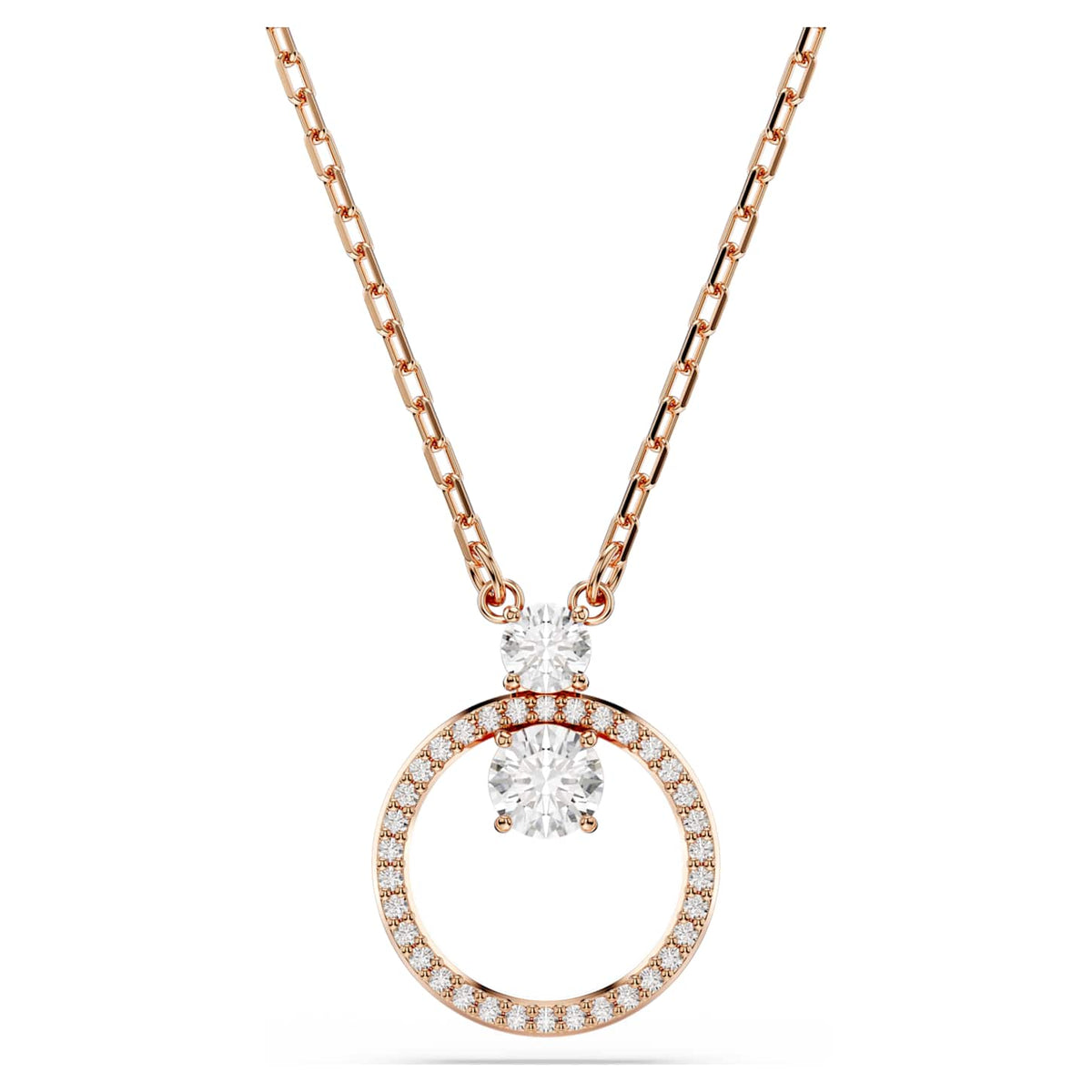 Swarovski Pendente Constella, Pavé, Taglio Round, Bianco, Finitura oro rosa 18K