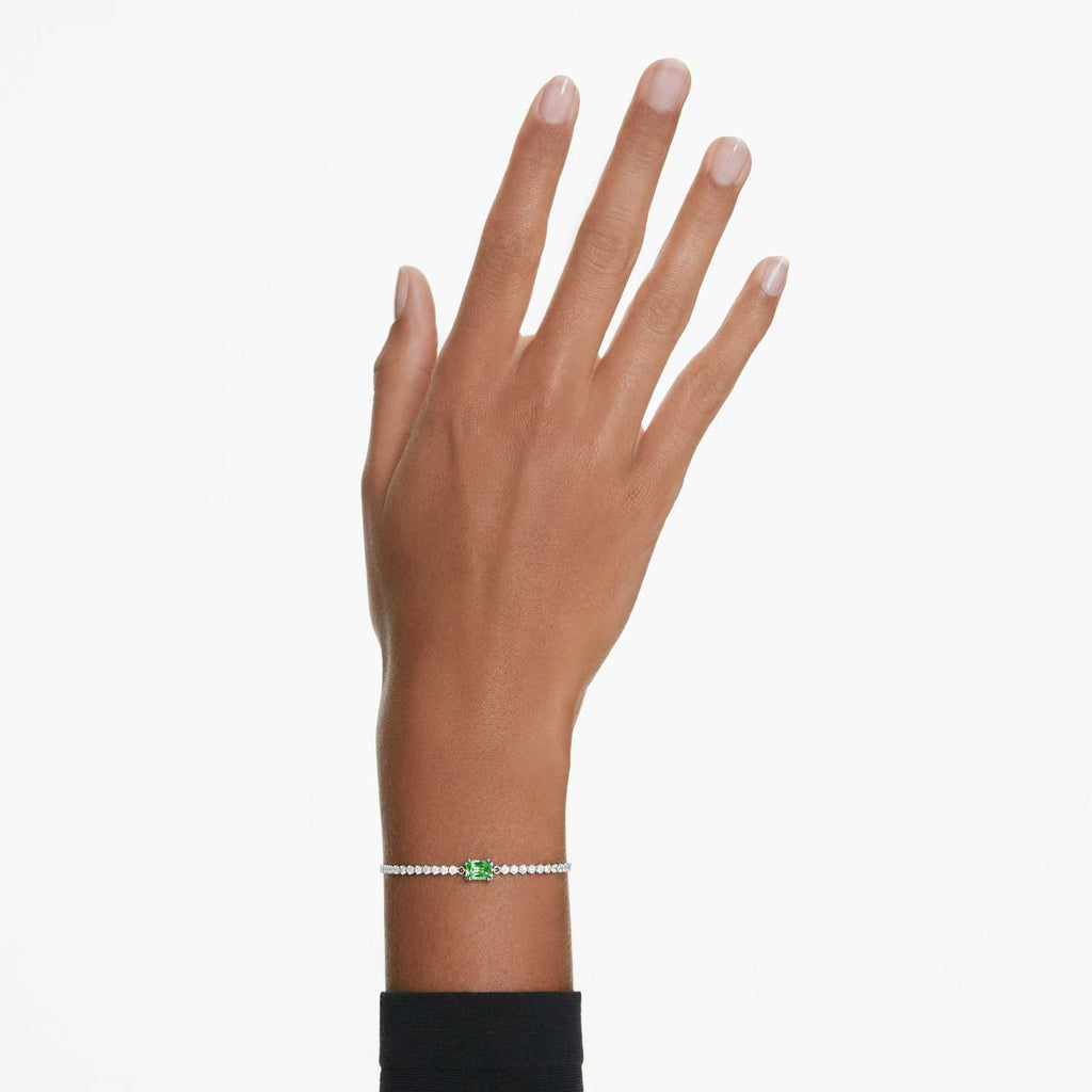 Swarovski Braccialetto Matrix, Taglio misto, Verde, Placcato rodio