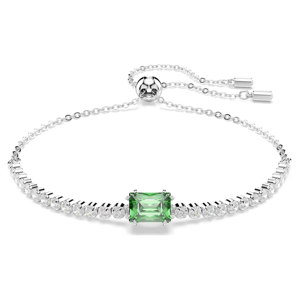 Swarovski Braccialetto Matrix, Taglio misto, Verde, Placcato rodio