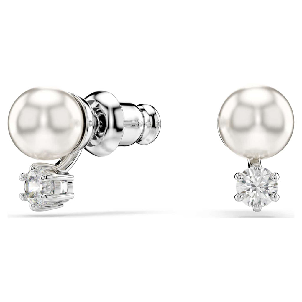 Swarovski Orecchini a lobo Matrix, Crystal Pearl, Taglio Round, Bianchi, Placcato rodio