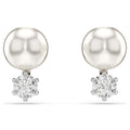 Swarovski Orecchini a lobo Matrix, Crystal Pearl, Taglio Round, Bianchi, Placcato rodio