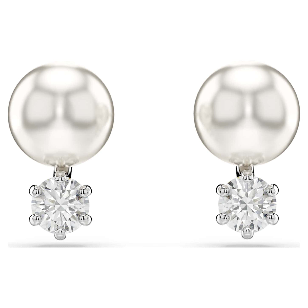 Swarovski Orecchini a lobo Matrix, Crystal Pearl, Taglio Round, Bianchi, Placcato rodio