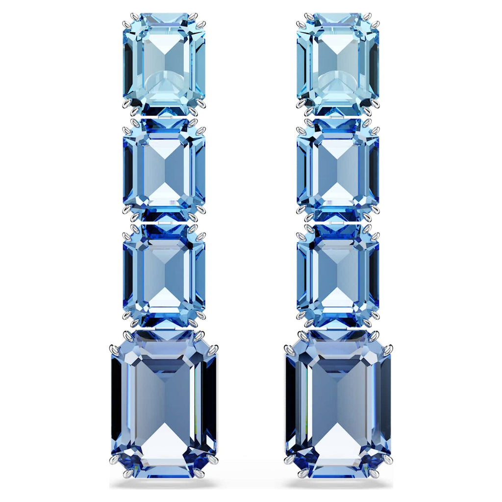 Swarovski Orecchini pendenti Millenia, Taglio Octagon, Sfumatura di colore, Blu, Placcato rodio