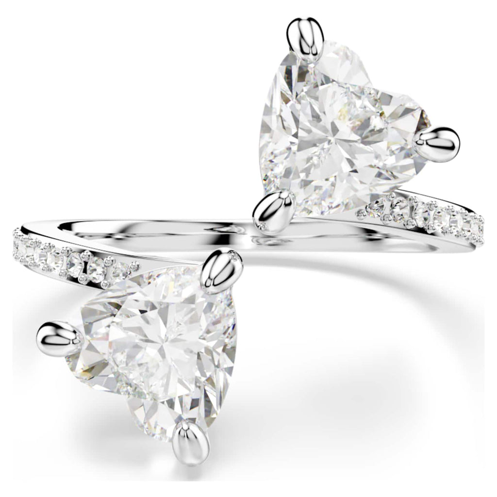 Swarovski Anello aperto Mesmera, Taglio Heart, Pavé, Bianco, Placcato rodio