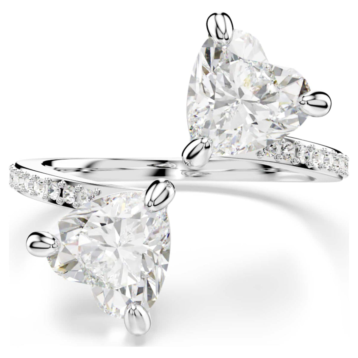 Swarovski Anello aperto Mesmera, Taglio Heart, Pavé, Bianco, Placcato rodio