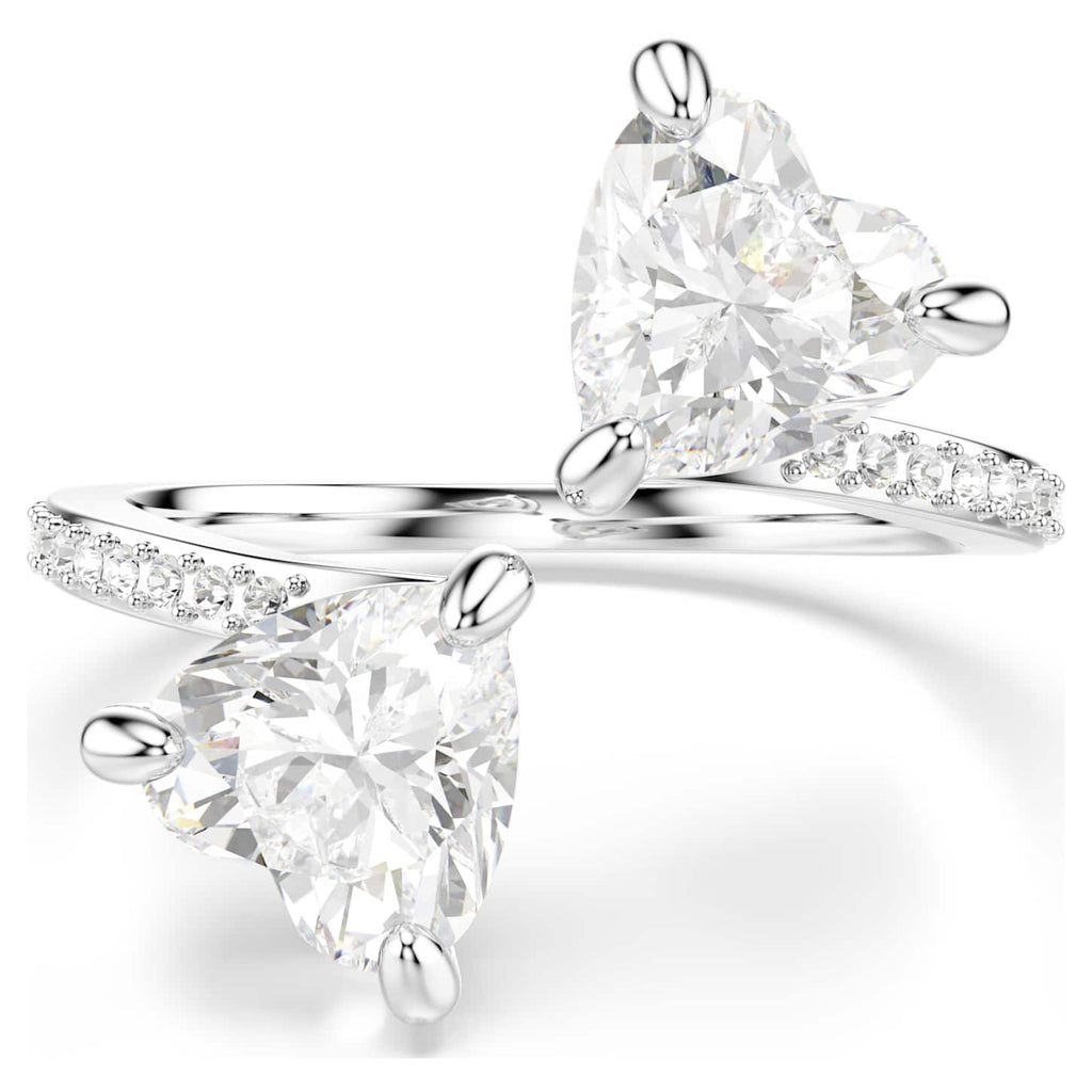 Swarovski Anello aperto Mesmera, Taglio Heart, Pavé, Bianco, Placcato rodio