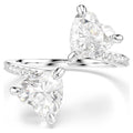 Swarovski Anello aperto Mesmera, Taglio Heart, Pavé, Bianco, Placcato rodio