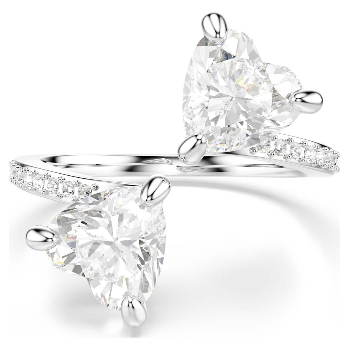 Swarovski Anello aperto Mesmera, Taglio Heart, Pavé, Bianco, Placcato rodio