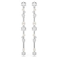 Swarovski Orecchini pendenti Constella, Crystal Pearl, tagli Round, Bianchi, Placcato rodio