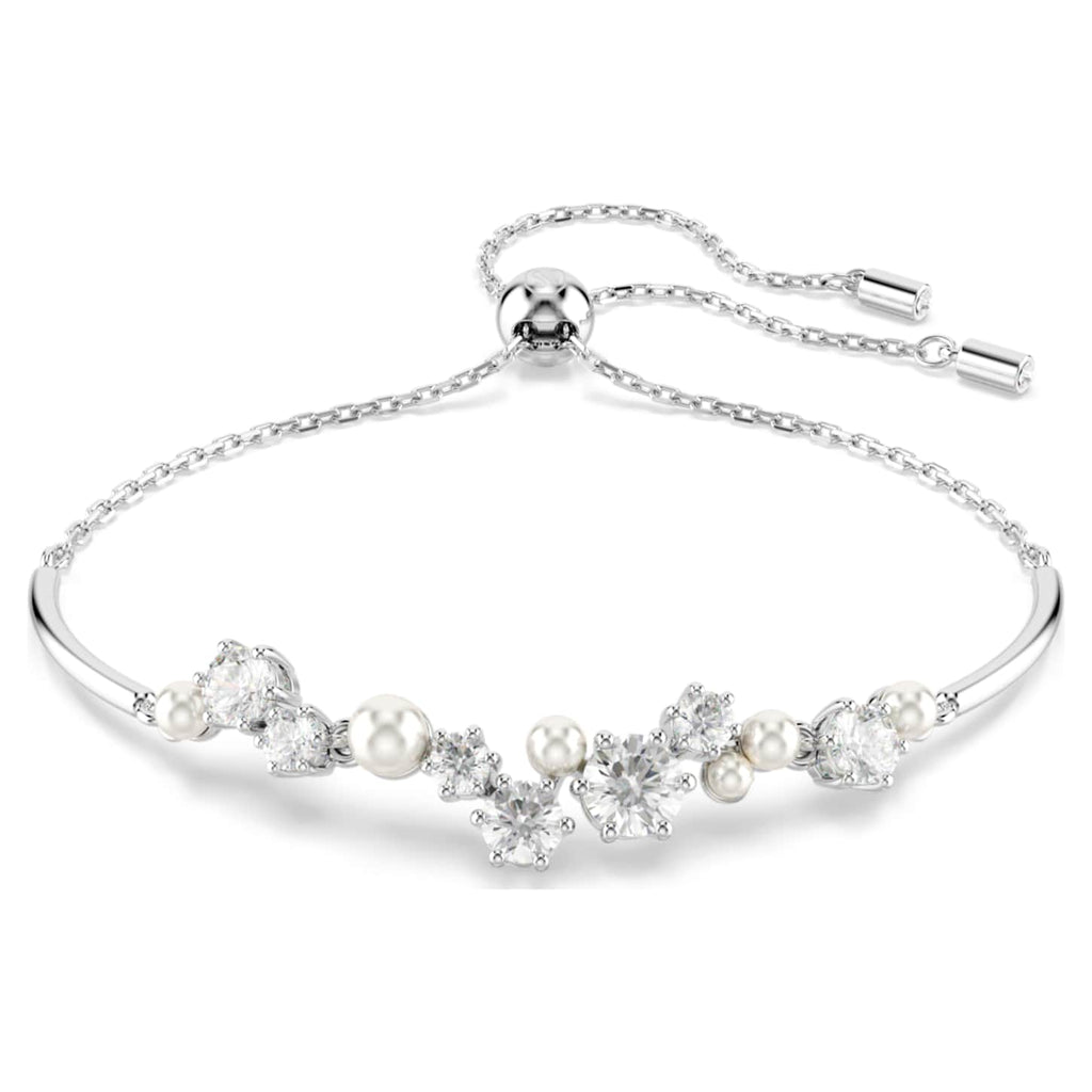 Swarovski Bracciale rigido Constella, Crystal Pearl, tagli Round, Bianco, Placcato rodio