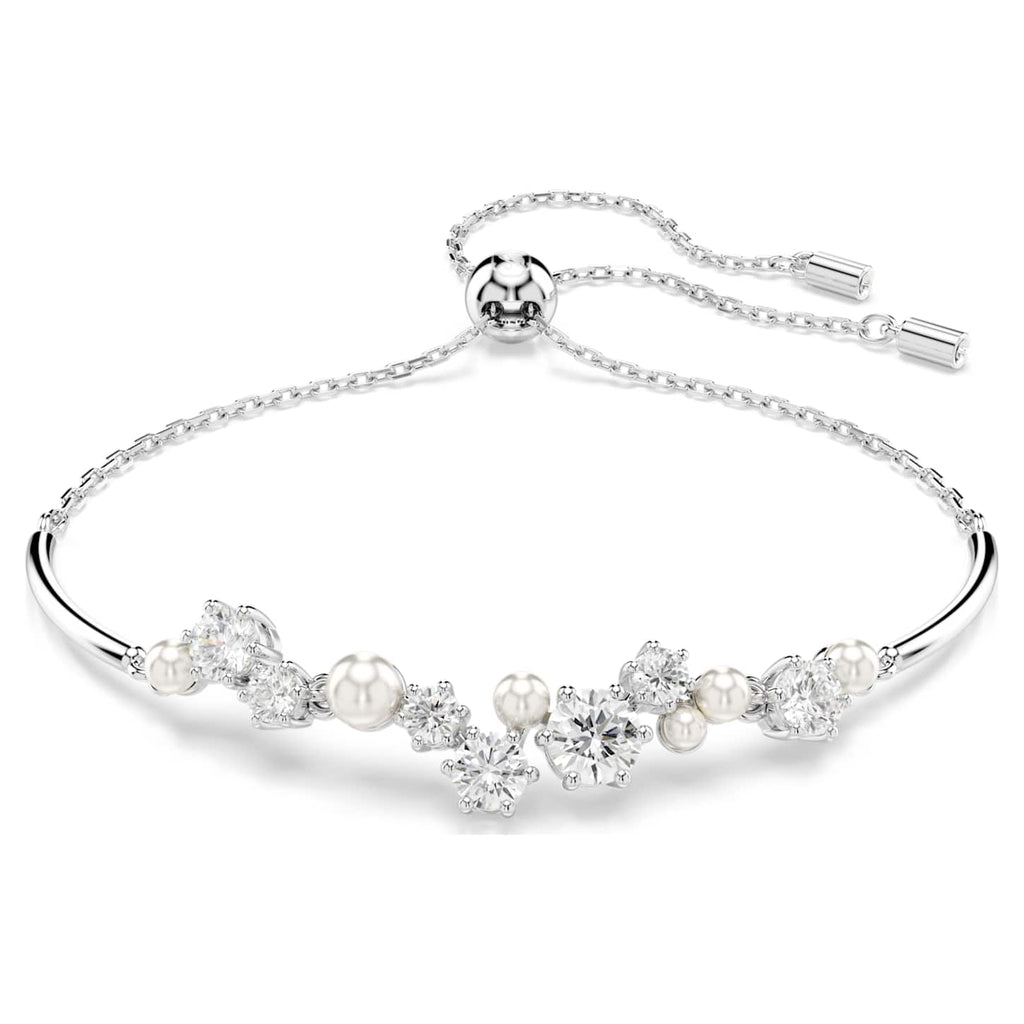 Swarovski Bracciale rigido Constella, Crystal Pearl, tagli Round, Bianco, Placcato rodio