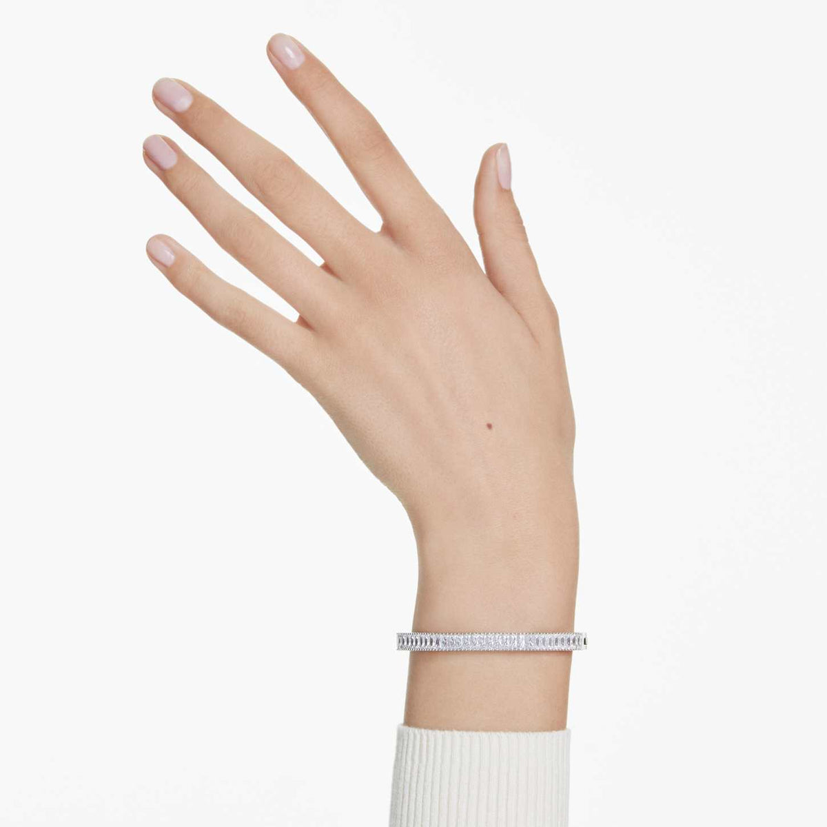 Swarovski Bracciale rigido Matrix, Taglio baguette, Forma ottagonale, Bianco, Placcato rodio
