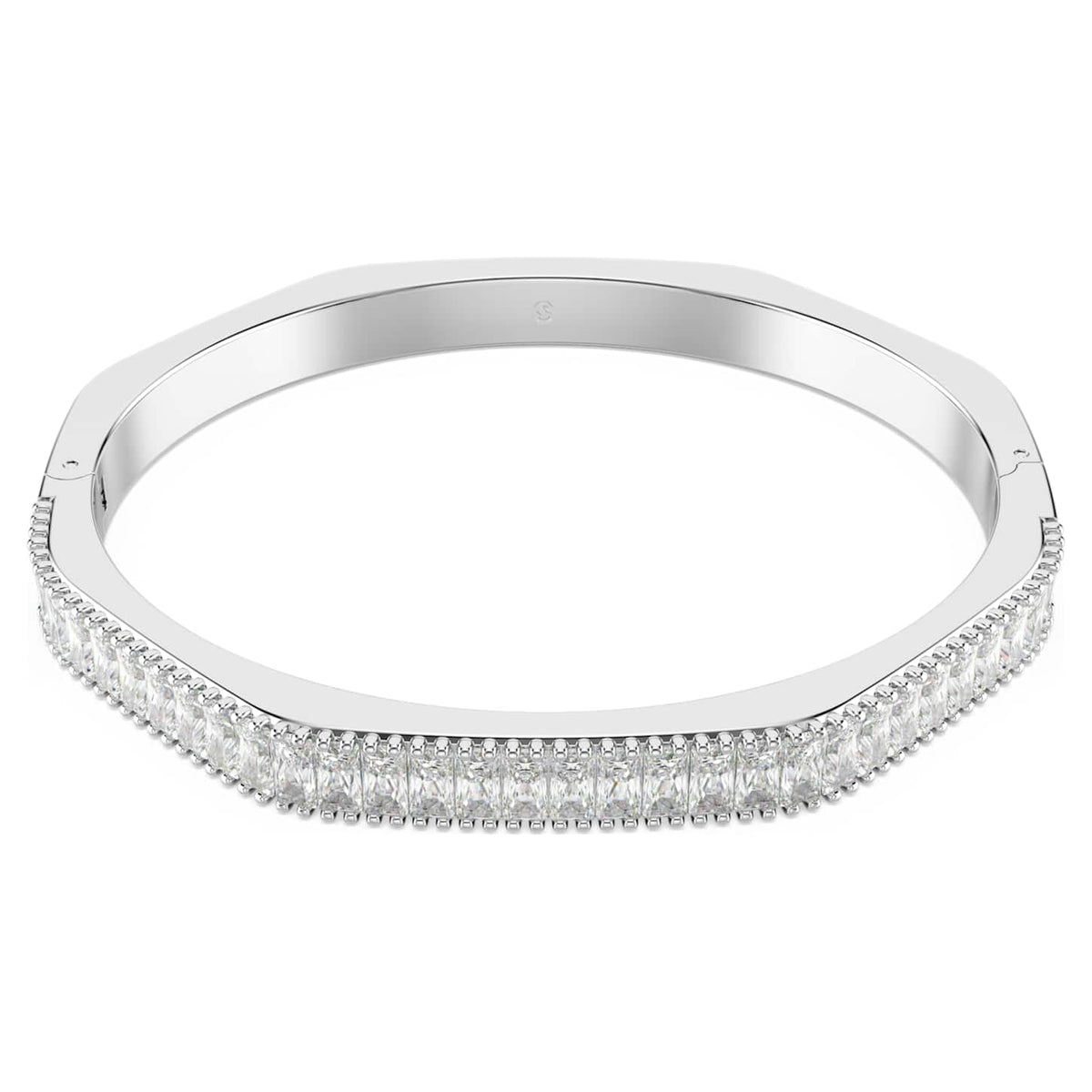 Swarovski Bracciale rigido Matrix, Taglio baguette, Forma ottagonale, Bianco, Placcato rodio