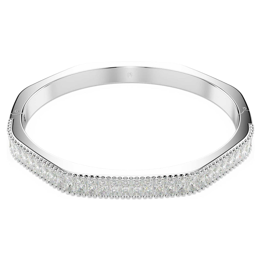 Swarovski Bracciale rigido Matrix, Taglio baguette, Forma ottagonale, Bianco, Placcato rodio