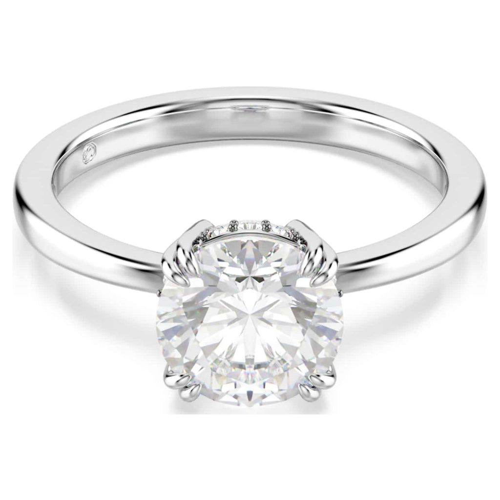 Swarovski Anello cocktail Stilla, Taglio Round, Bianco, Placcato color argento