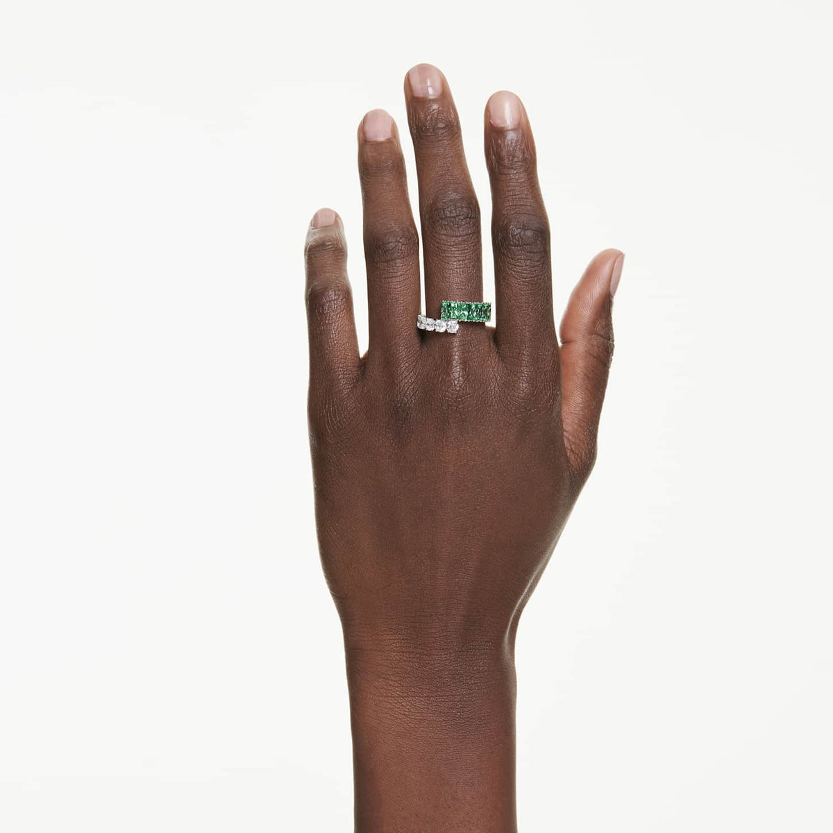 Swarovski Anello Matrix, Taglio misto, Verde, Placcato rodio
