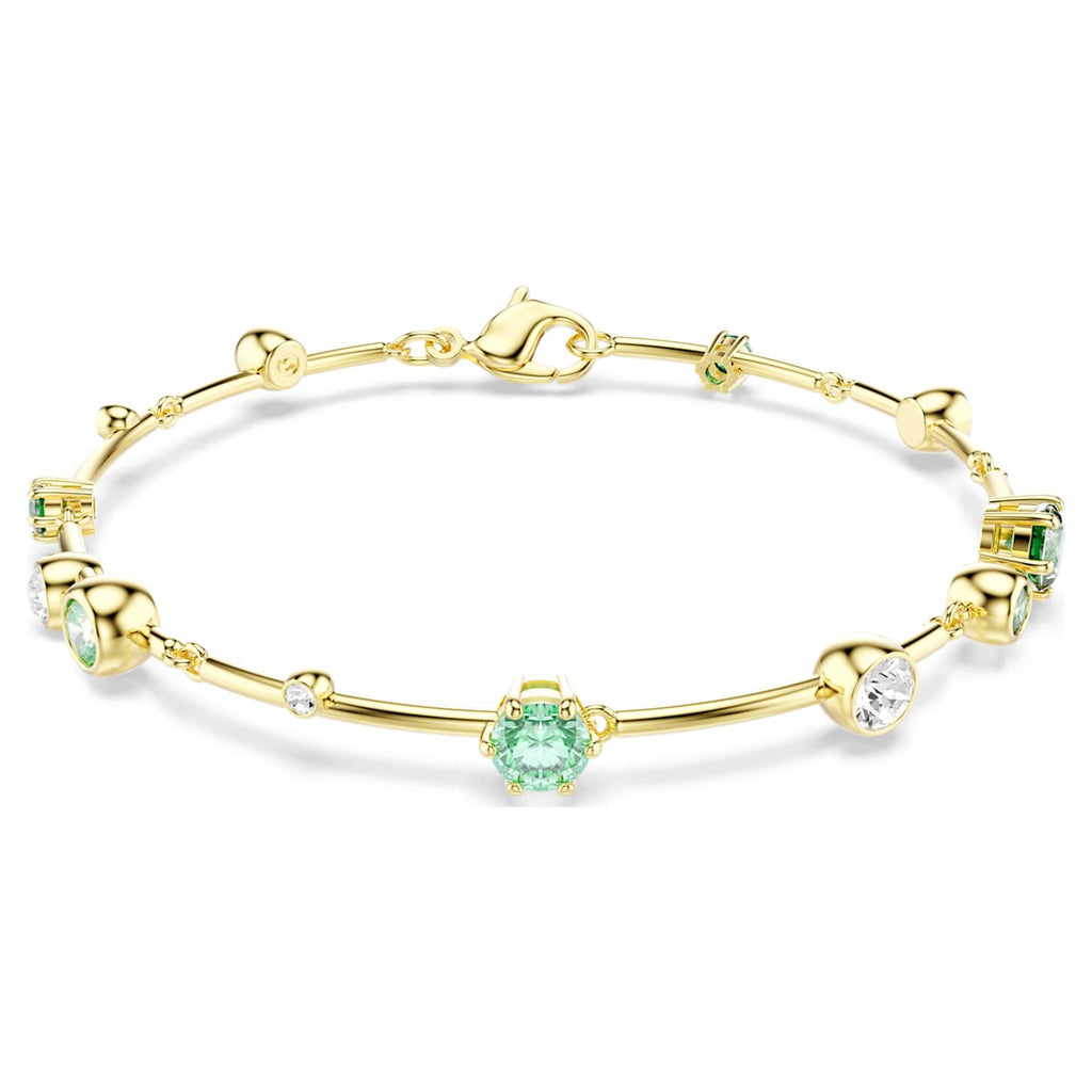 Swarovski Braccialetto Constella, Taglio misto, Verde, Finitura oro 18K