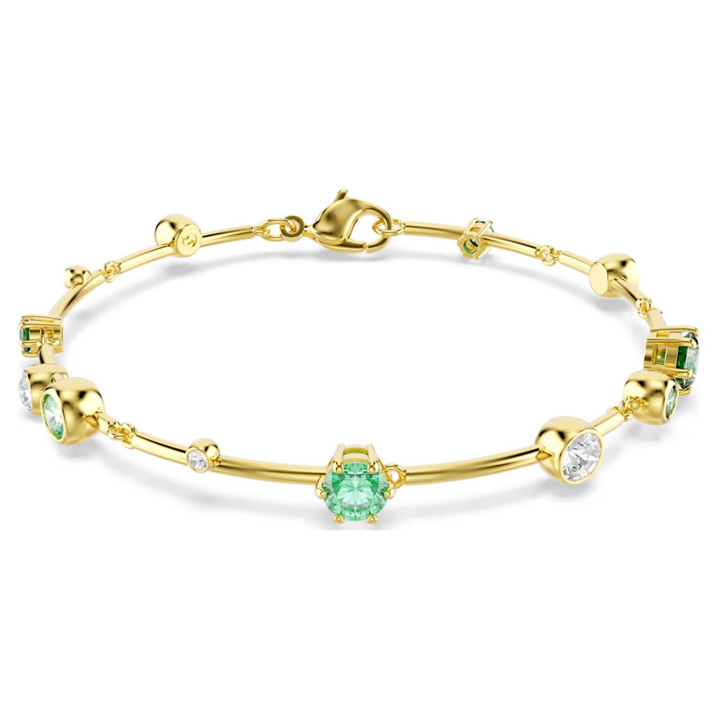 Swarovski Braccialetto Constella, Taglio misto, Verde, Finitura oro 18K