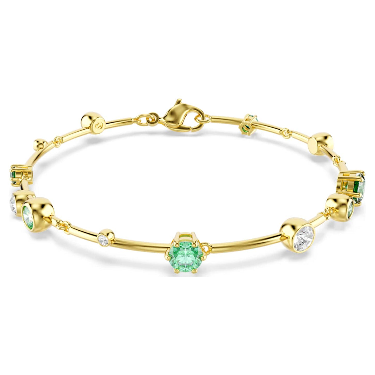 Swarovski Braccialetto Constella, Taglio misto, Verde, Finitura oro 18K