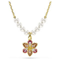Swarovski Pendente Idyllia, Crystal Pearl, Taglio misto, Fiore, Multicolore, Finitura oro 18K