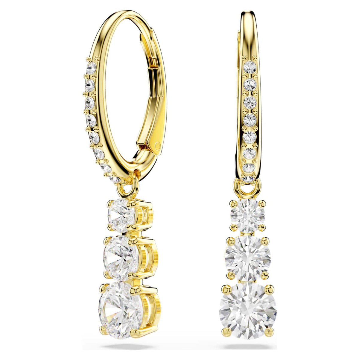 Swarovski Orecchini a cerchio Stilla Attract, Taglio Round, Bianchi, Finitura oro 18K