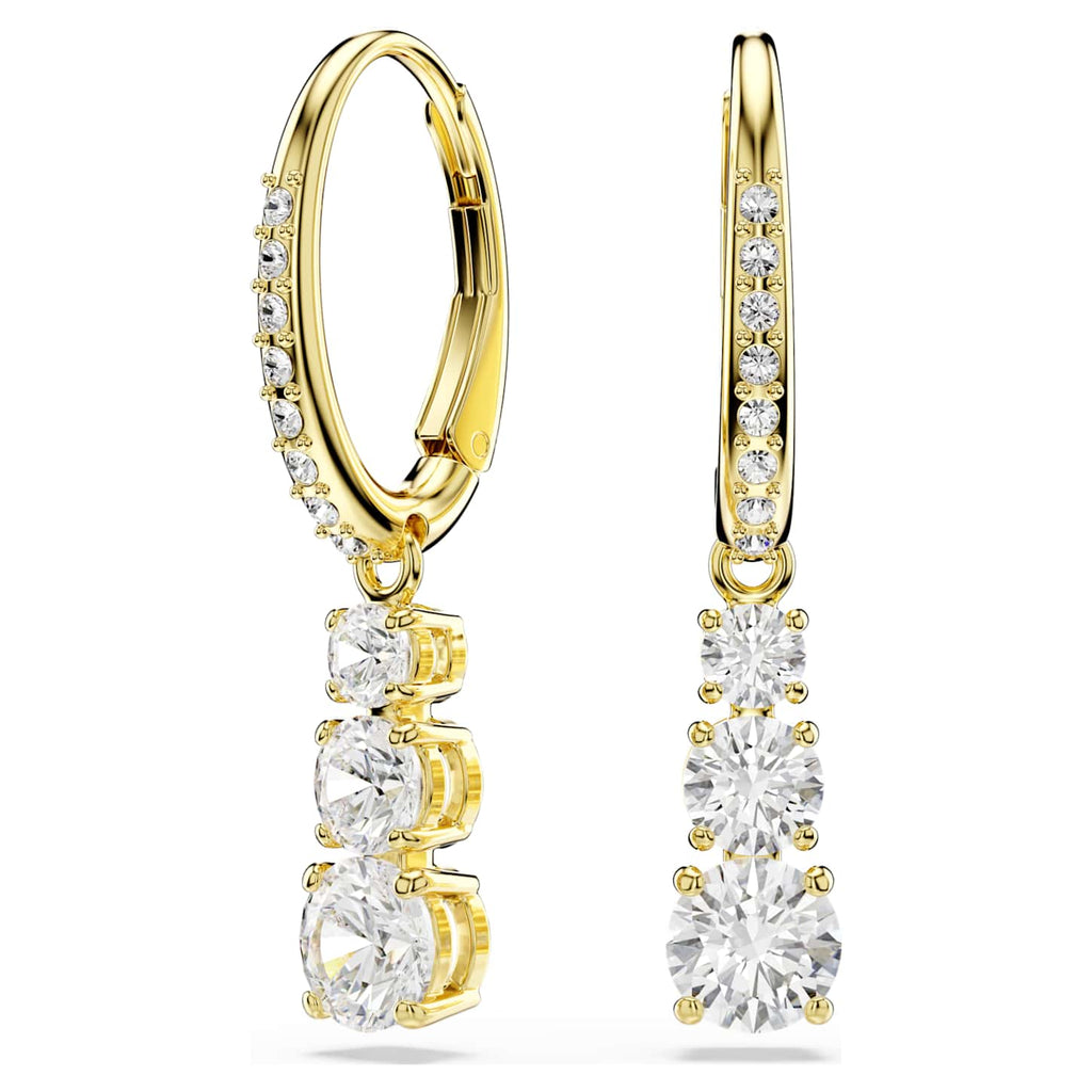 Swarovski Orecchini a cerchio Stilla Attract, Taglio Round, Bianchi, Finitura oro 18K