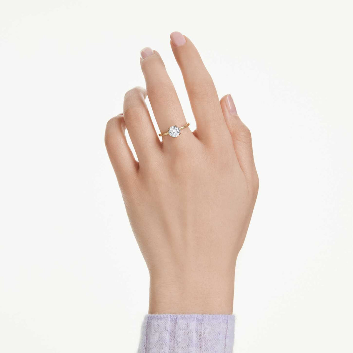 Swarovski Anello cocktail Stilla, Taglio Round, Bianco, Finitura oro 18K