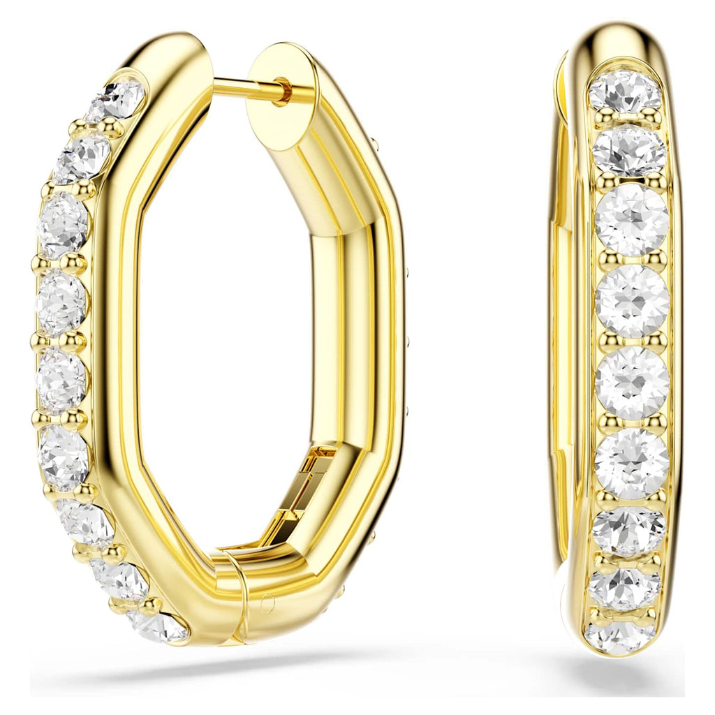 Swarovski Orecchini a cerchio Dextera, Forma ottagonale, Taglio Round, Medi, Bianchi, Finitura oro 18K