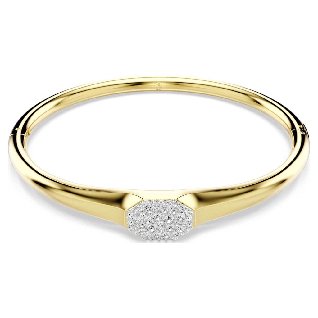 Swarovski Bracciale rigido Dextera, Taglio Round, Bianco, Finitura oro 18K