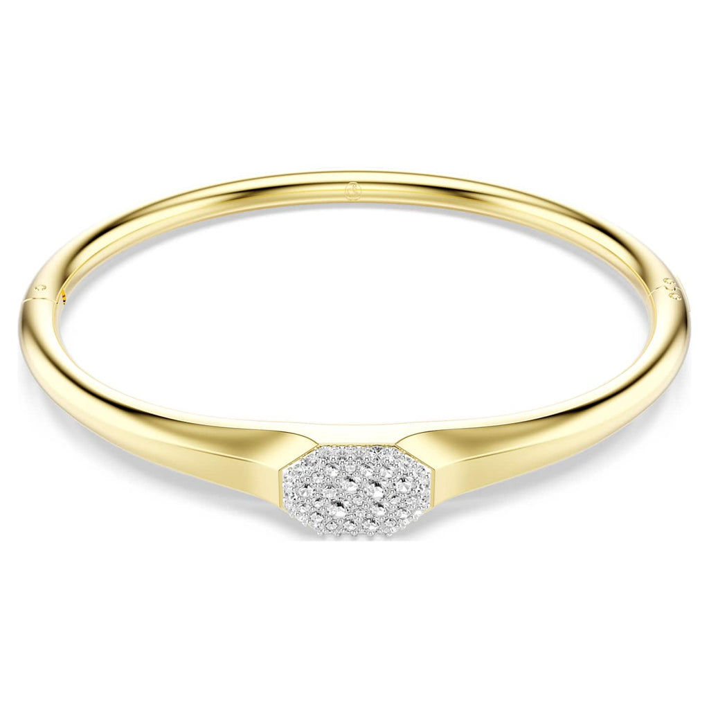 Swarovski Bracciale rigido Dextera, Taglio Round, Bianco, Finitura oro 18K