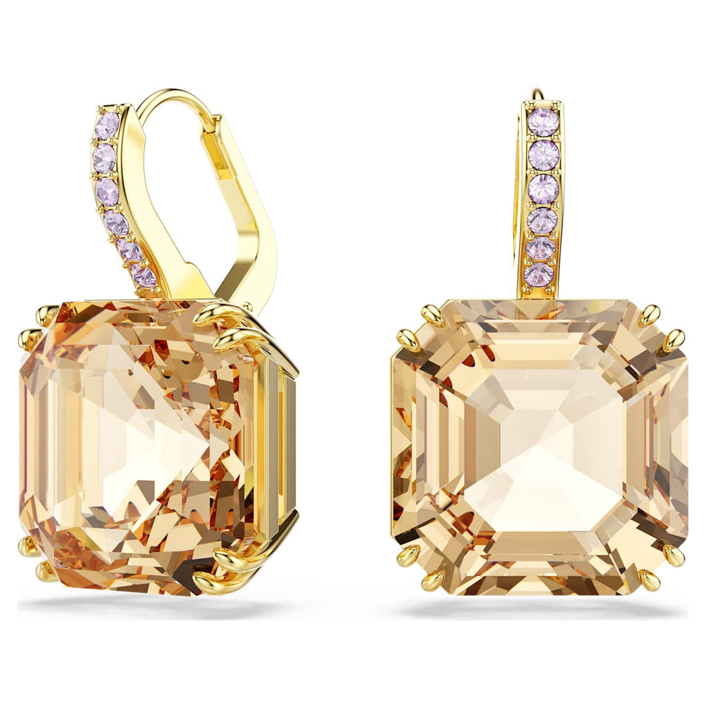 Swarovski Orecchini pendenti Millenia, Taglio misto, Caramello, Finitura oro 18K
