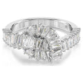 Swarovski Anello Matrix, Taglio baguette, Nodo, Bianco, Placcato rodio