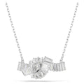 Swarovski Pendente Matrix, Taglio baguette, Nodo, Bianco, Placcato rodio