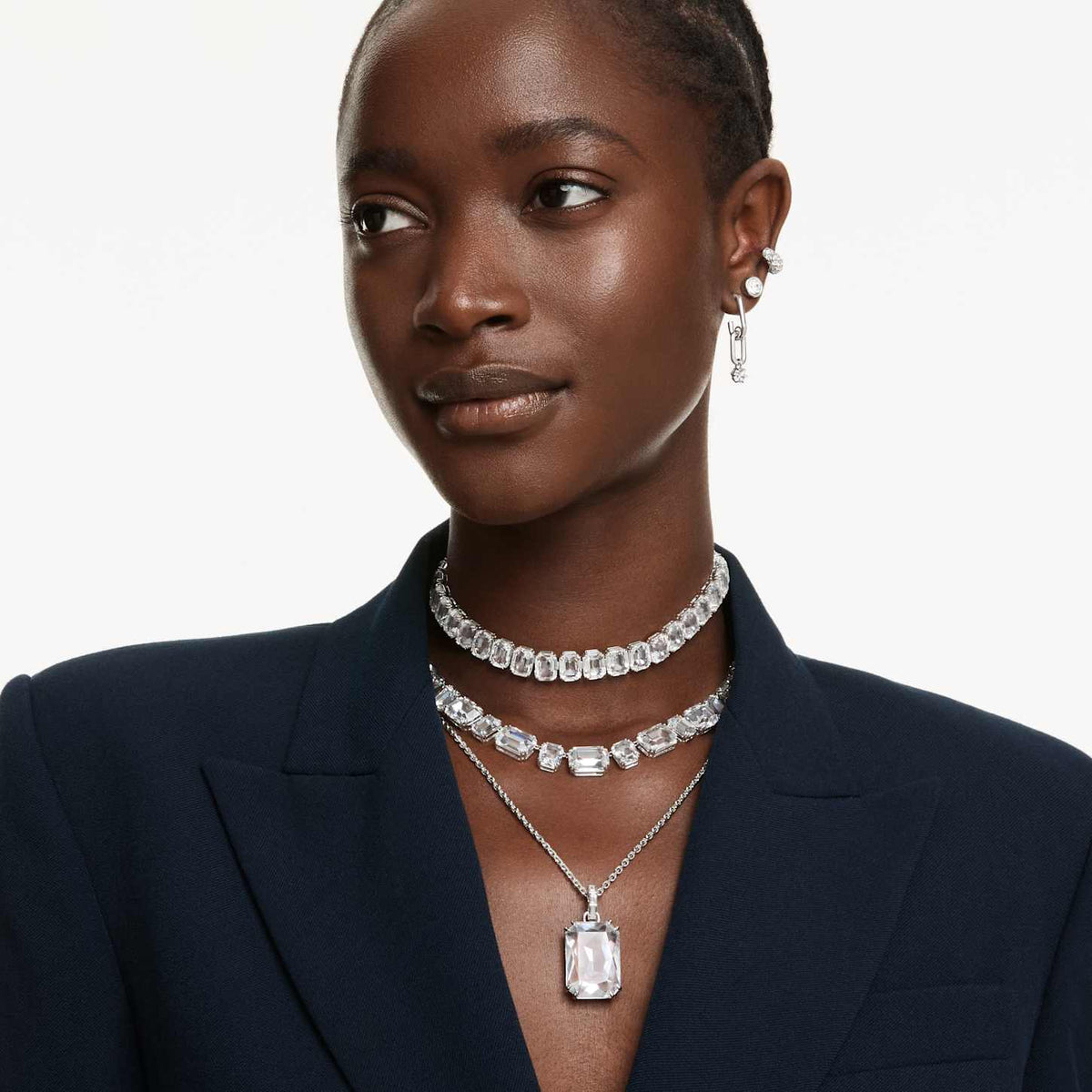Swarovski Orecchini pendenti Constella, Taglio Round, Bianchi, Placcato rodio