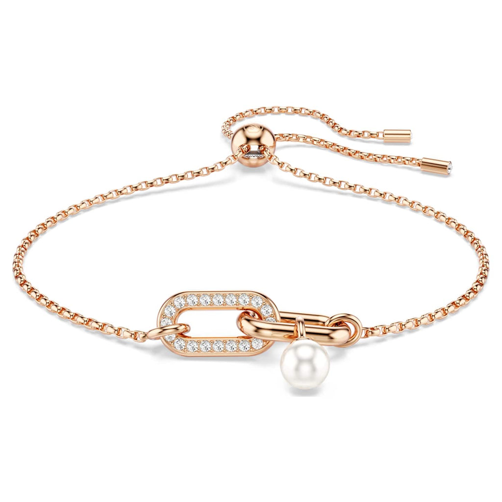 Swarovski Braccialetto Constella, Crystal Pearl, Taglio Round, Bianco, Finitura oro rosa 18K
