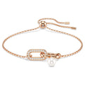 Swarovski Braccialetto Constella, Crystal Pearl, Taglio Round, Bianco, Finitura oro rosa 18K