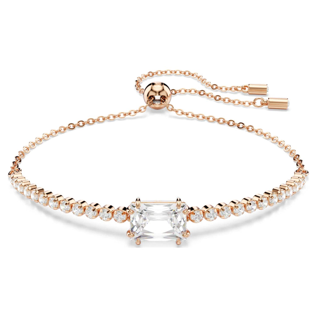Swarovski Braccialetto Matrix, Taglio misto, Bianco, Finitura oro rosa 18K