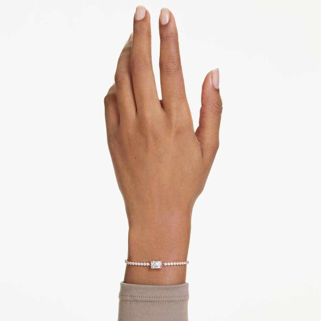 Swarovski Braccialetto Matrix, Taglio misto, Bianco, Finitura oro rosa 18K