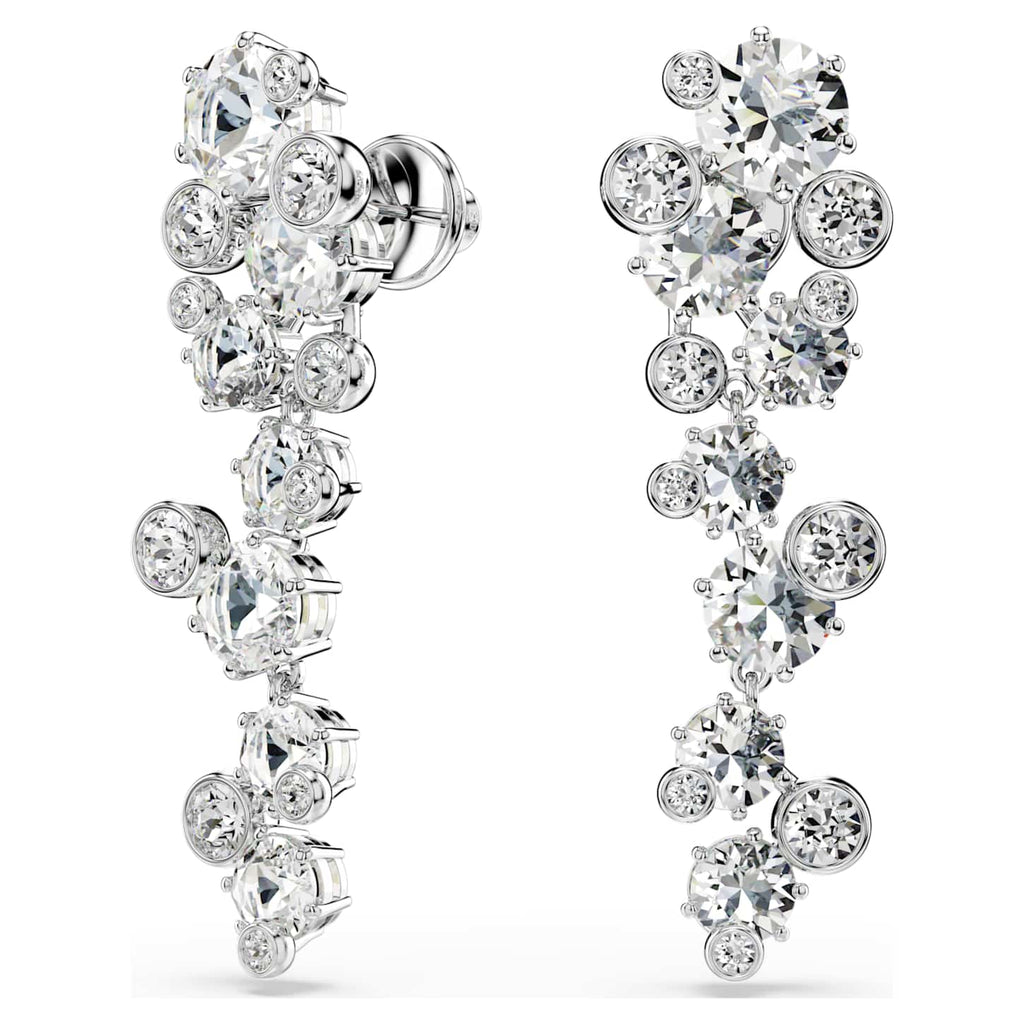 Swarovski Orecchini pendenti Constella, Taglio misto, Bianchi, Placcato rodio